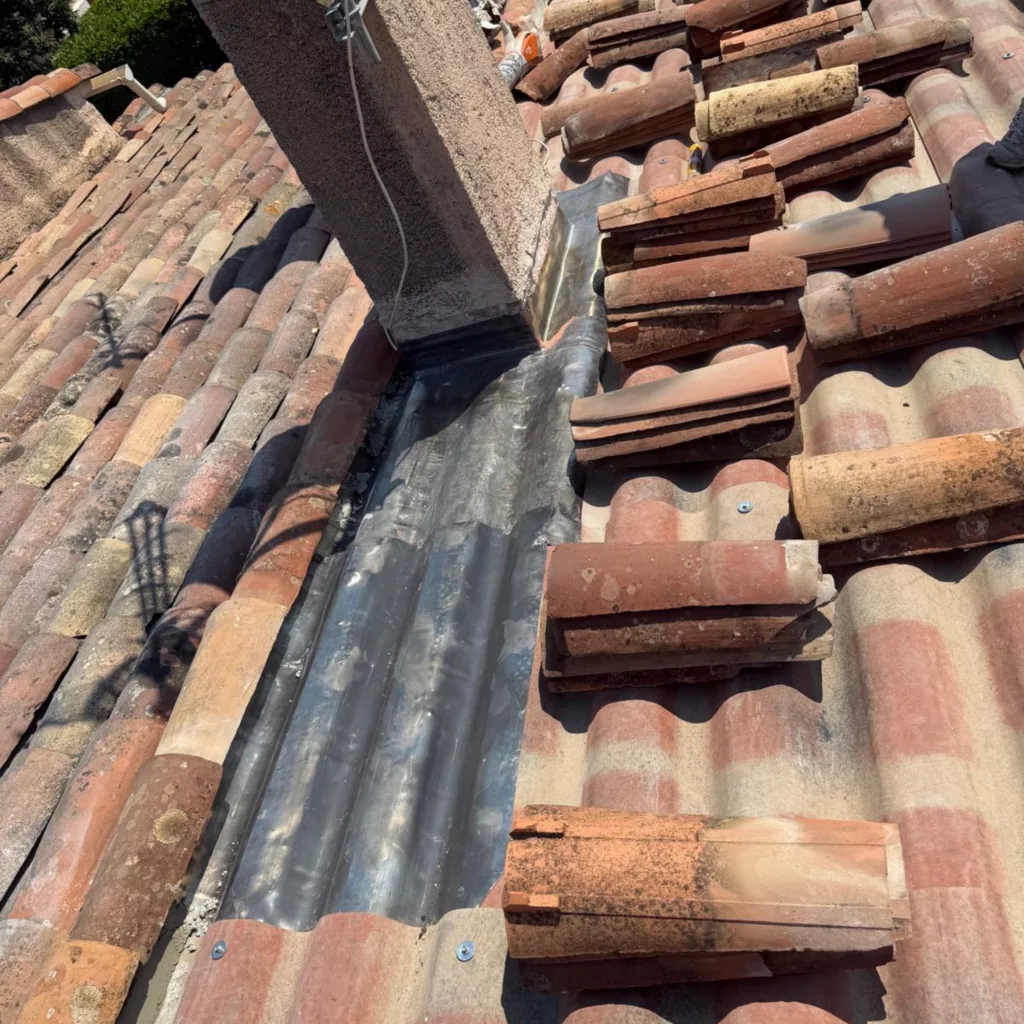 Chantier de couverture sur une villa